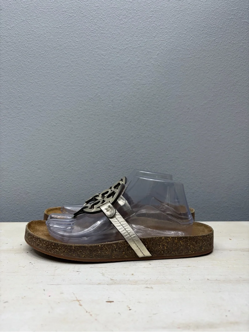 Tory Burch Metallic Gold Leather Miller Cloud Sandals Size 10.5